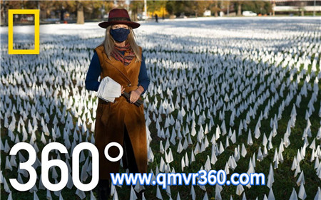 360°度全景VR视频：COVID-19数字可视化 美国华盛顿国家广场竖立63万面白旗 纪念新冠逝者 国家地理_超清 4K 1023-15