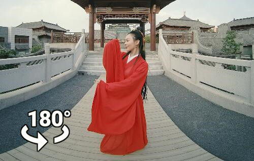 180°全景VR视频：汉服美女跳中国古典舞蹈表演 古代美人 4K 左右格式