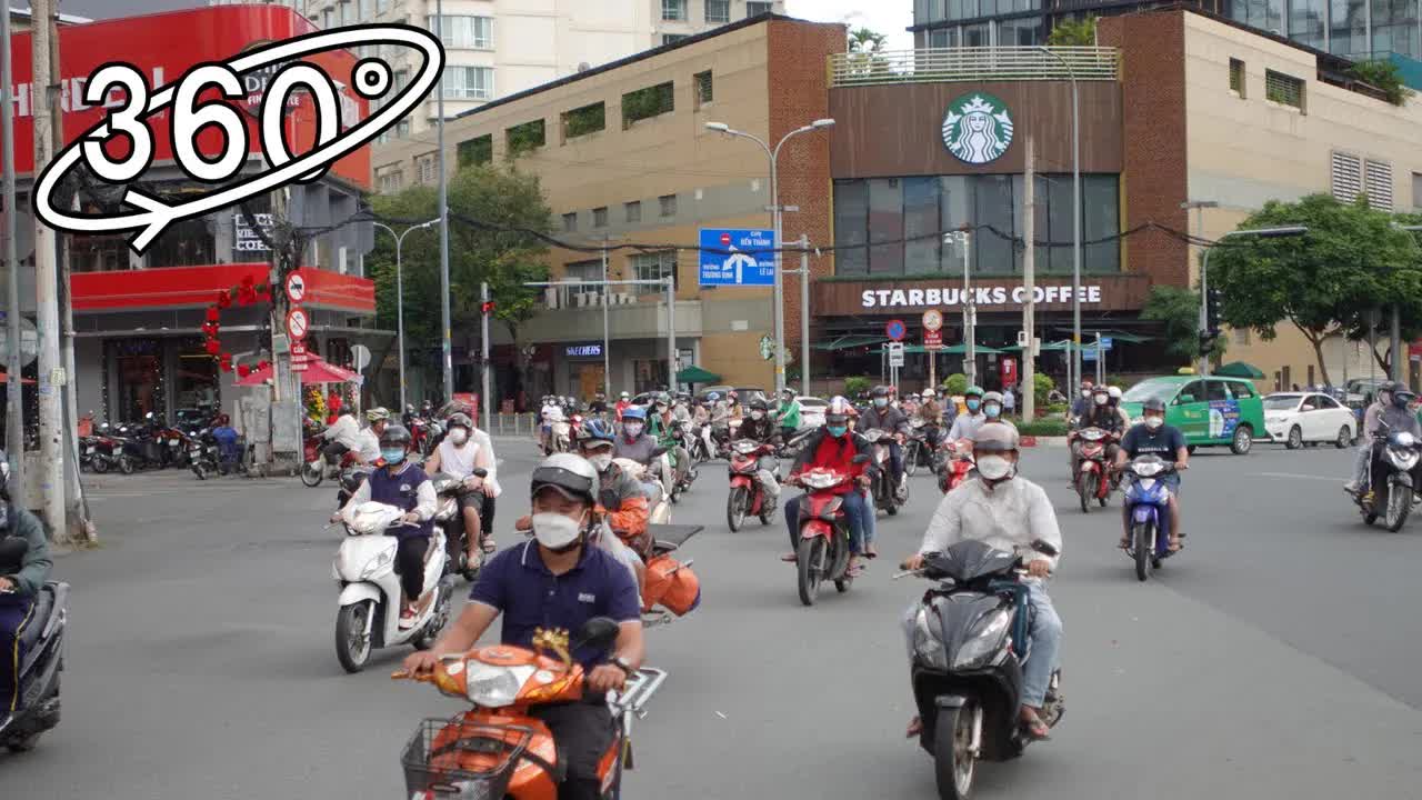360°全景VR视频：最新越南城市街景 越南摩托车城市 5.7K 1019-06