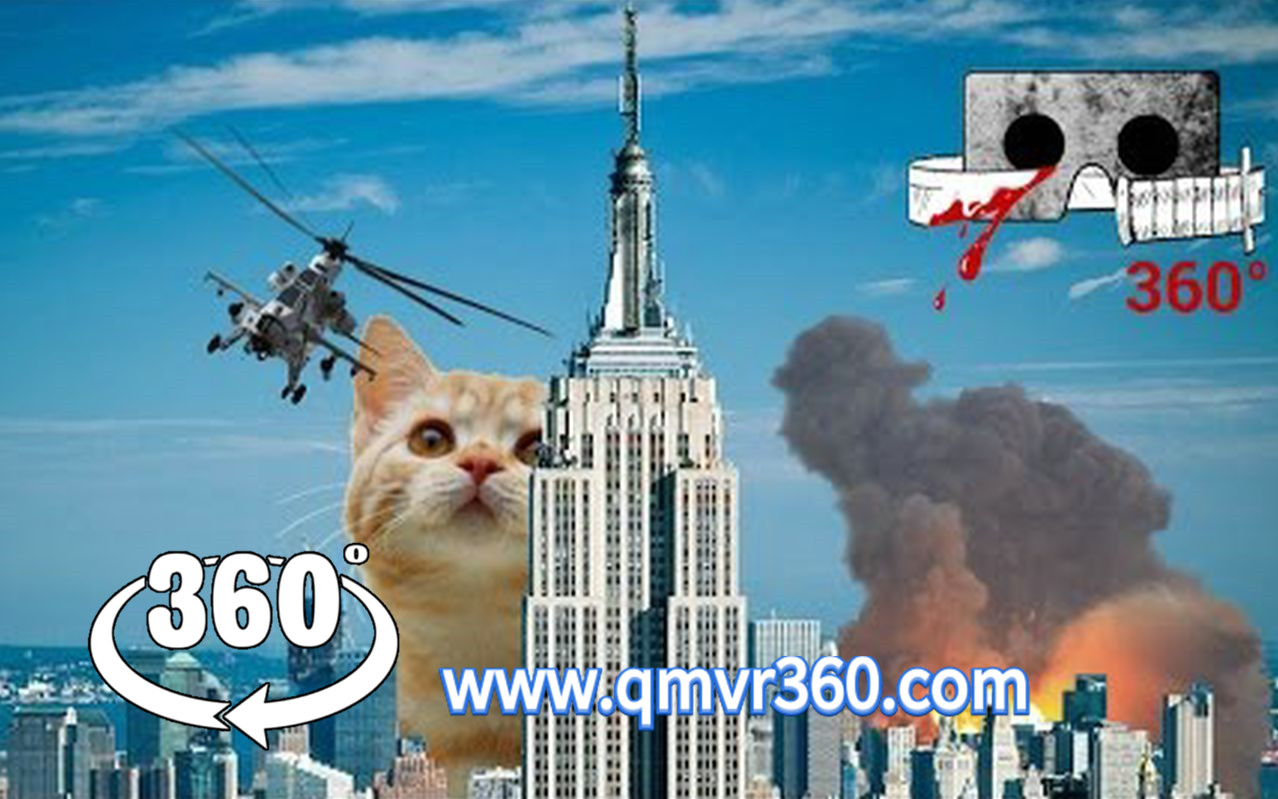 360°全景VR视频：巨型猫袭击大楼VR 猫斯拉凯蒂猫_超清V视频R 4K 1021-05