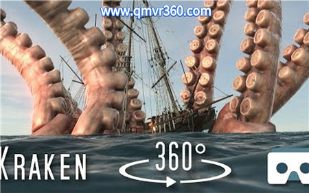 360°全景VR视频：海上巨大章鲨鱼袭击船只 变异八爪鱼攻击VR视频 4K 1020-14