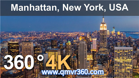 360°全景VR视频：美国纽约曼哈顿城市VR夜景高空拍摄_超清 4K 1027-02