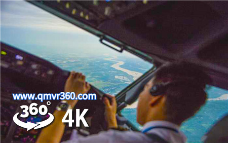 360°全景VR视频：飞机降落时驾驶室机组在干什么-VR空客A350客机降落驾驶室_超清 4K 1029-14