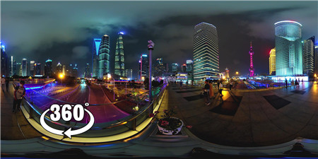 360°全景VR视频：美丽的上海夜景VR上海滩360全景 2K 1109-02