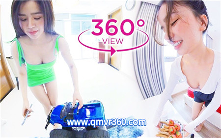 360°全景VR视频：单身美丽女孩的居家的一天VR玩遥控车吃美食 超清4K 1109-24